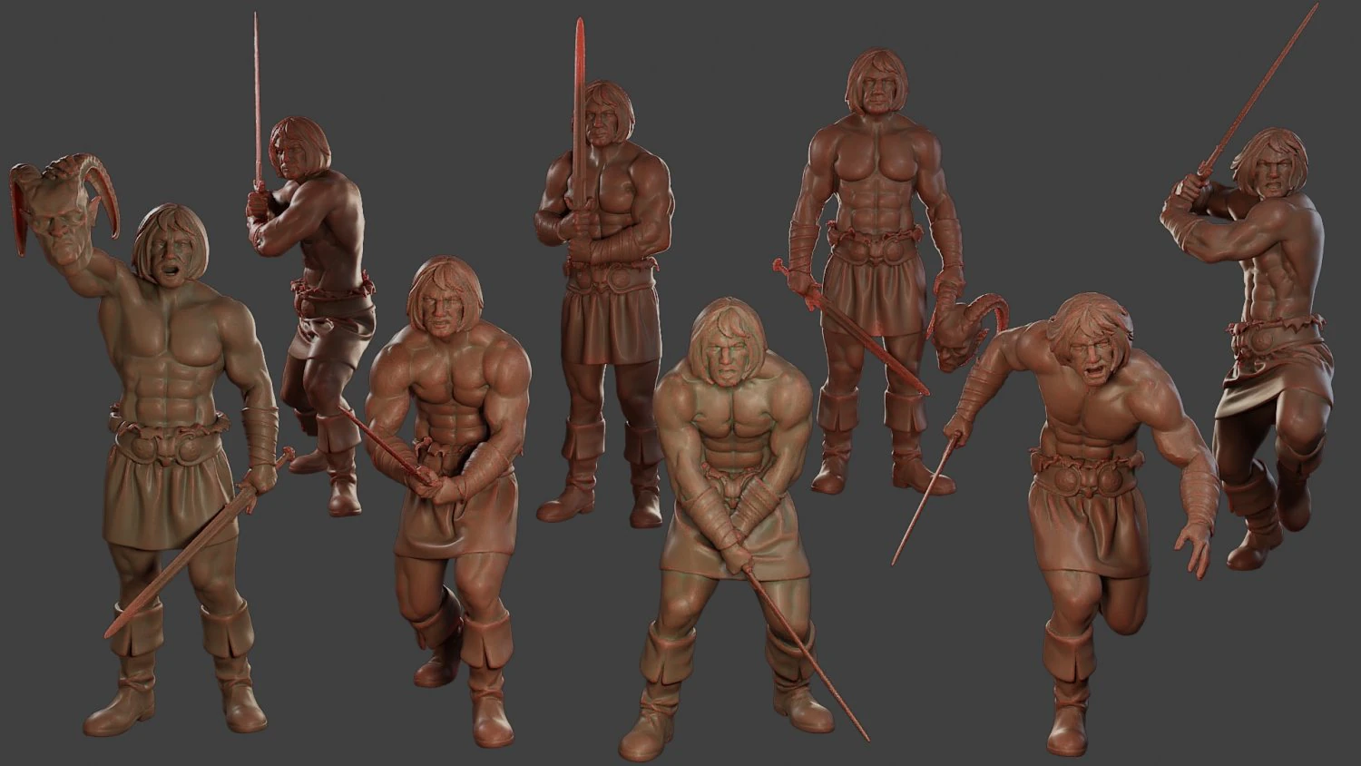 Male Barbarian 2HSword Pack 1 3D Print Model .c4d .max .obj .3ds .fbx .stl .blend