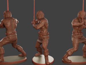 Male Barbarian 2HSword Pack 1 Modèles 3D en vedette