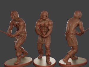 Male Barbarian 2HSword Pack 1 Modèles 3D en vedette