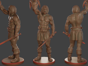Male Barbarian 2HSword Pack 1 Modèles 3D en vedette