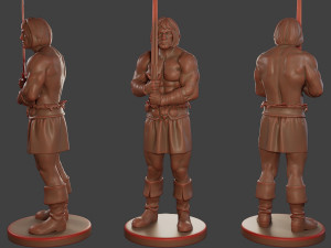 Male Barbarian 2HSword Pack 1 Modèles 3D en vedette