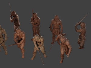 Male Barbarian 2HSword Pack 1 Modèles 3D en vedette