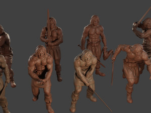 Male Barbarian 2HSword Pack 1 Modèles 3D en vedette