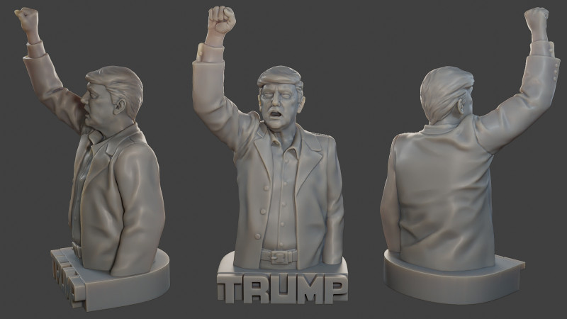 Donald Trump Fight Sculpture 3D 打印模型 .c4d .max .obj .3ds .fbx .stl .blend 