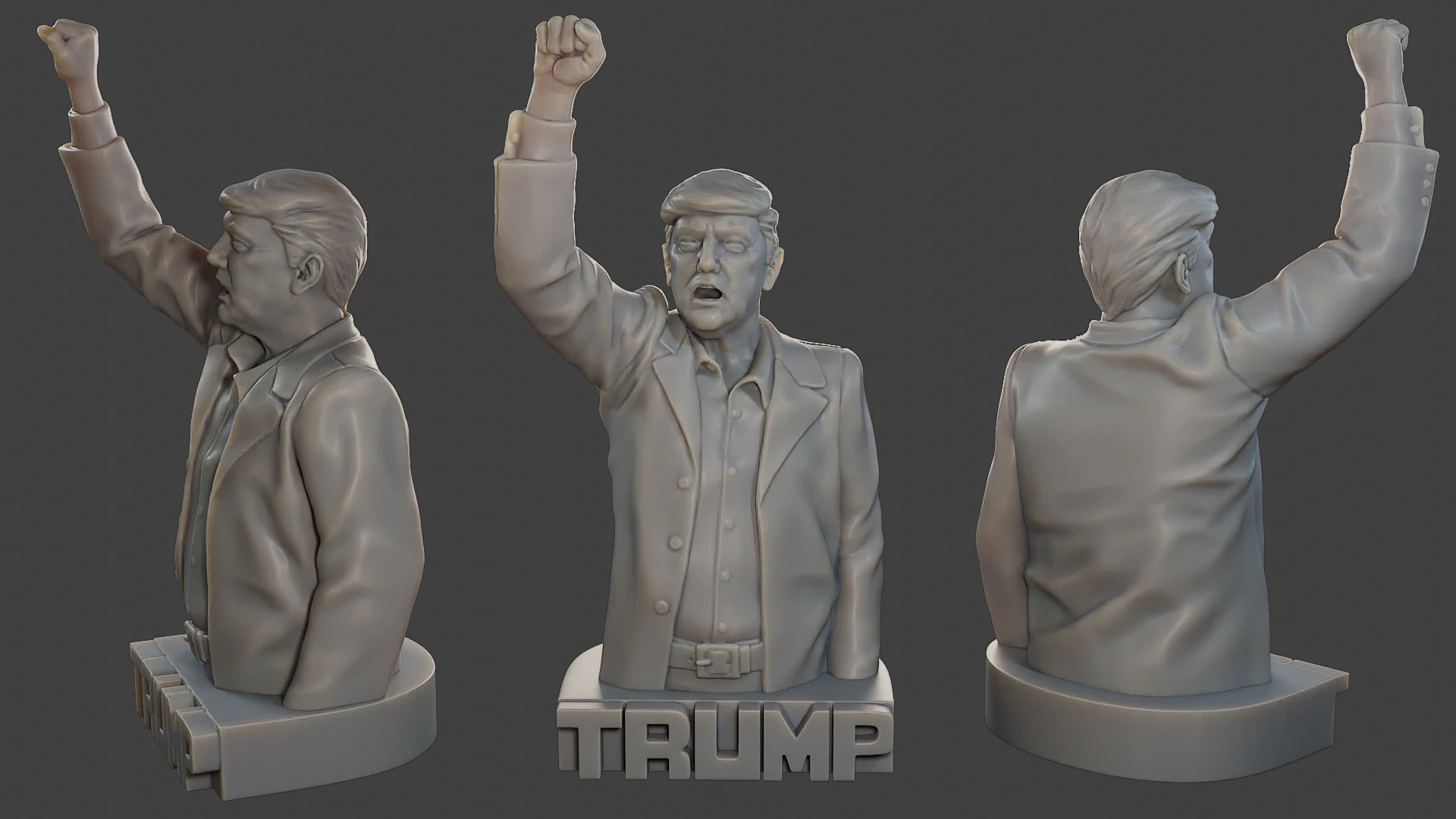 Donald Trump Fight Sculpture 3D Print Model .c4d .max .obj .3ds .fbx .stl .blend 