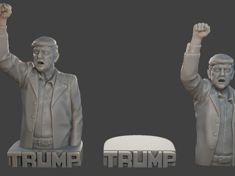 Donald Trump Fight Sculpture 3D Print Model