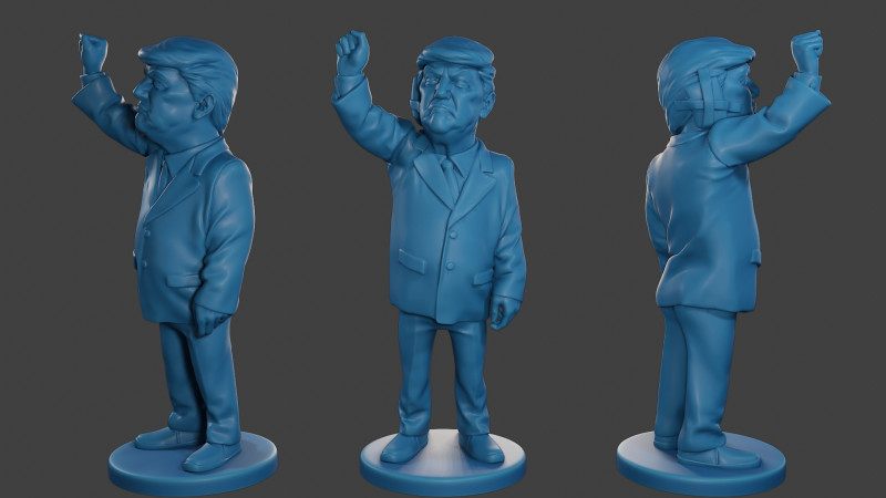 Donald Trump Injured Ear 3D 打印模型 .c4d .max .obj .3ds .fbx .stl .blend 
