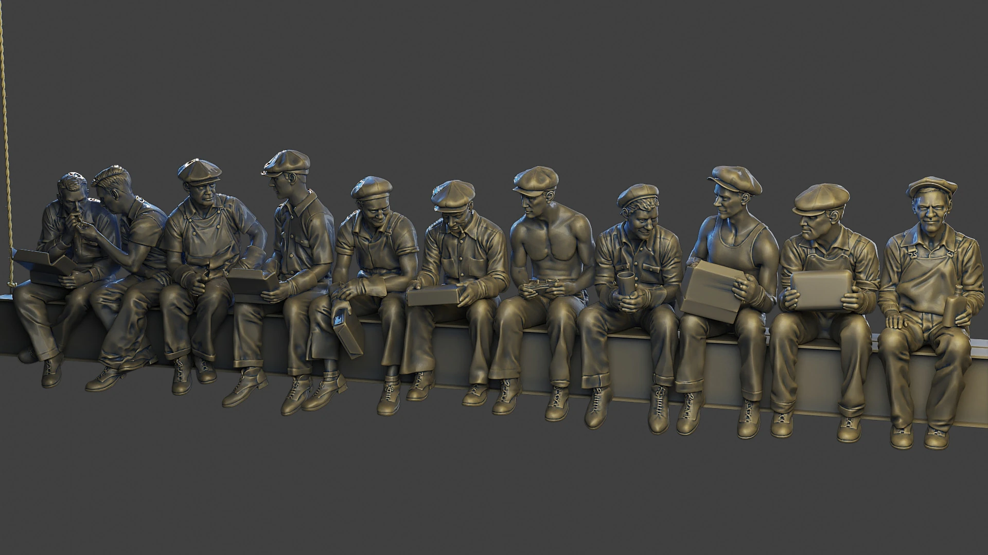 Lunch atop a Skyscraper 3D Print Model .c4d .max .obj .3ds .fbx .stl .blend
