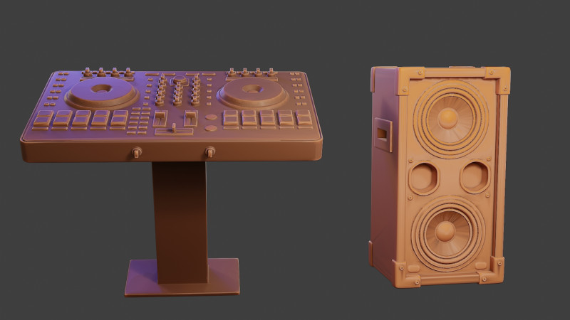 Speakers and mixing Desk for DJ 3D प्रिंट मॉडल .c4d .max .obj .3ds .fbx .stl .blend 