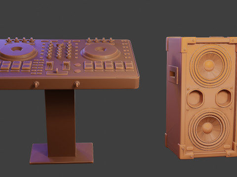 Speakers and mixing Desk for DJ 3D-printmodel