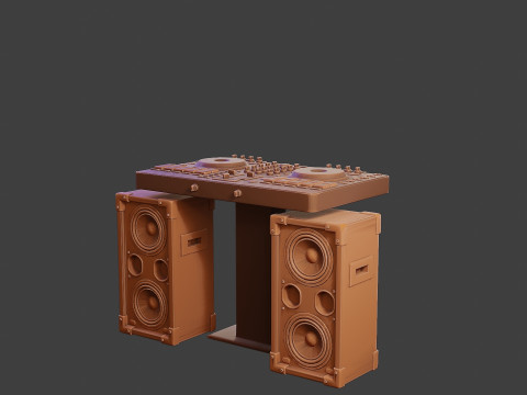 Speakers and mixing Desk for DJ 3D प्रिंट मॉडल