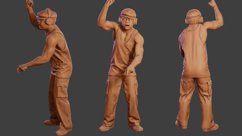 Мужской музыкальный диджей MMDJM 009 3D Принт Модель .c4d .max .obj .3ds .fbx .stl .blend