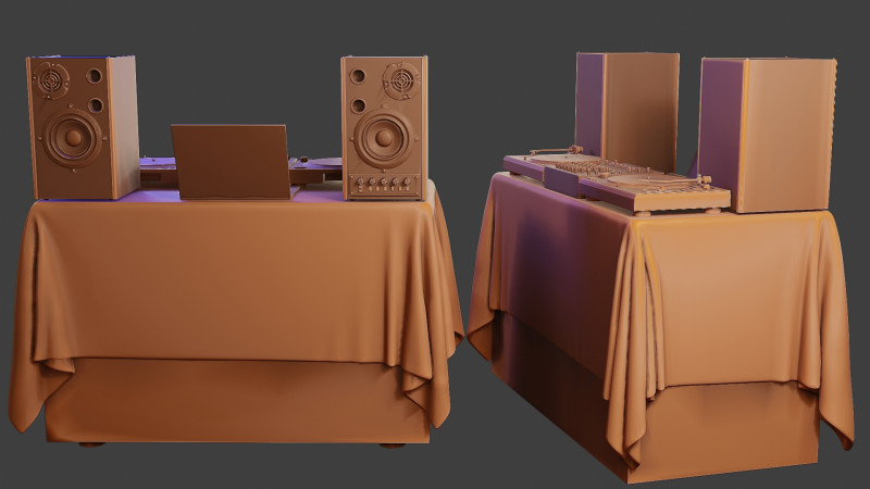 DJ Music Desk and Items 3Dプリントモデル .c4d .max .obj .3ds .fbx .stl .blend