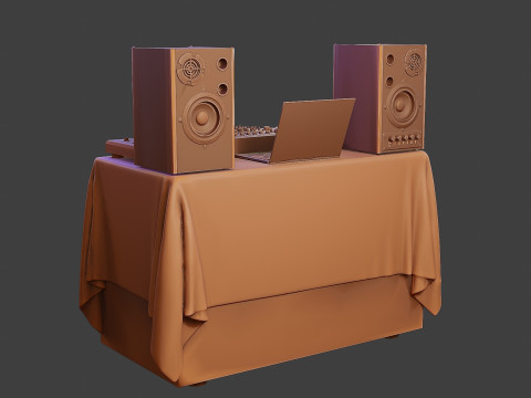 DJ Music Desk and Items 3Dプリントモデル