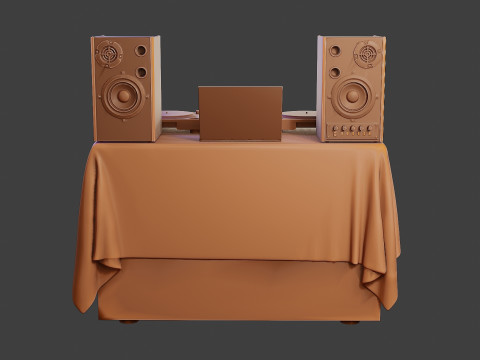 DJ Music Desk and Items 3Dプリントモデル