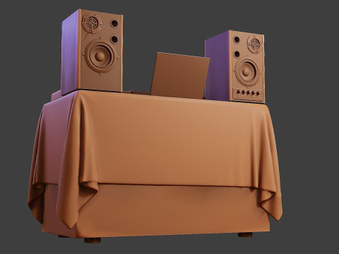 DJ Music Desk and Items 3Dプリントモデル