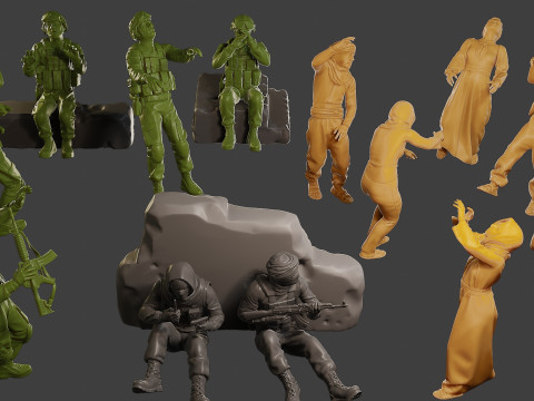 Conflict Scene Figurine Print ESFP1 Pack1 3D Print Model
