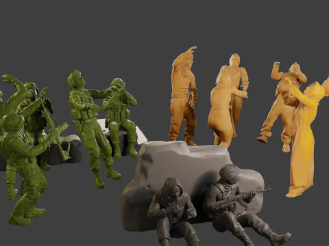 Konfliktszenen-Figurendruck ESFP1 Pack1 3D Druckmodell