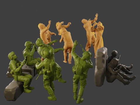 Konfliktszenen-Figurendruck ESFP1 Pack1 3D Druckmodell