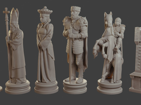 Medieval Crusader Chess Set MCCHS 1 3D Baskı Modeli