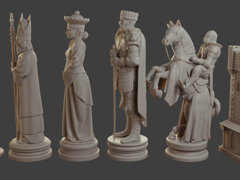 Medieval Crusader Chess Set MCCHS 1 3D Baskı Modeli