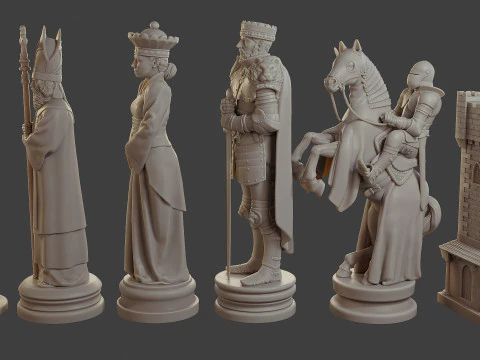 Medieval Crusader Chess Set MCCHS 1 3D Print Model
