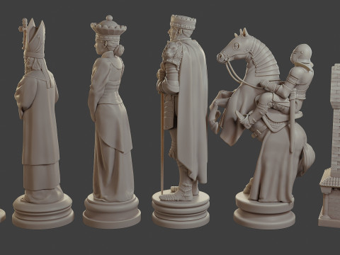Medieval Crusader Chess Set MCCHS 1 3D Baskı Modeli