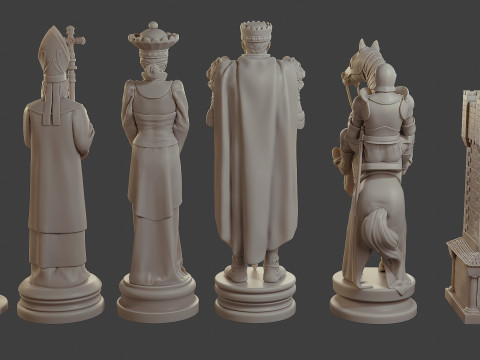 Medieval Crusader Chess Set MCCHS 1 3D Baskı Modeli