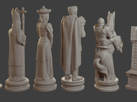 Medieval Crusader Chess Set MCCHS 1 3D Baskı Modeli