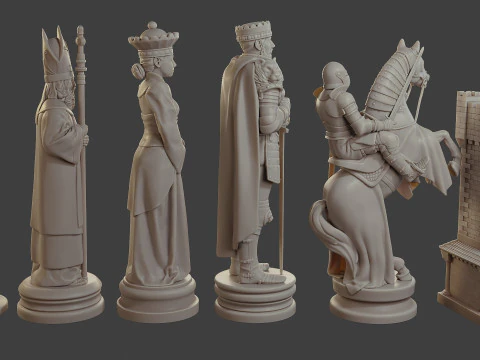 Medieval Crusader Chess Set MCCHS 1 3D Print Model