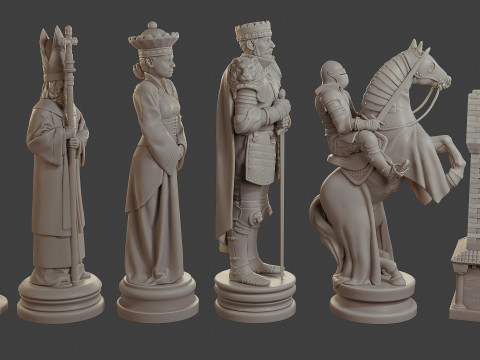 Medieval Crusader Chess Set MCCHS 1 3D Baskı Modeli