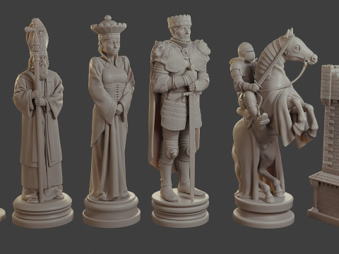 Medieval Crusader Chess Set MCCHS 1 3D Baskı Modeli
