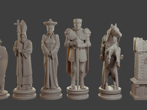 Medieval Crusader Chess Set MCCHS 1 3D Baskı Modeli