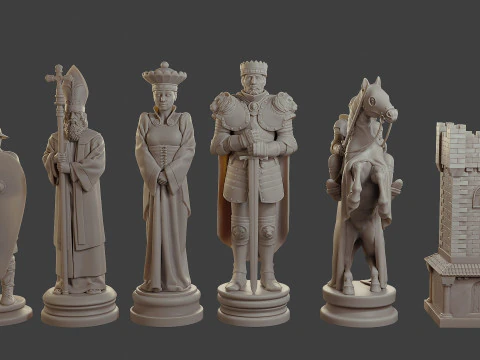 Medieval Crusader Chess Set MCCHS 1 3D Print Model