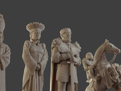 Medieval Crusader Chess Set MCCHS 1 3D Baskı Modeli