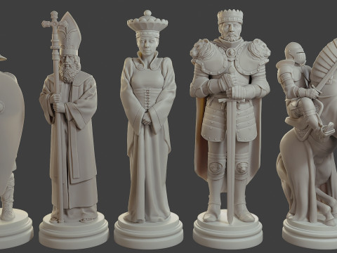 Medieval Crusader Chess Set MCCHS 1 3D Baskı Modeli