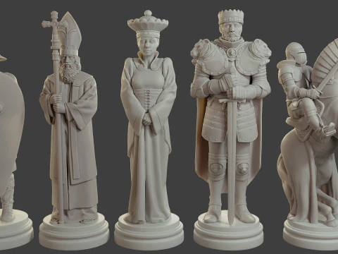 Medieval Crusader Chess Set MCCHS 1 3D Print Model
