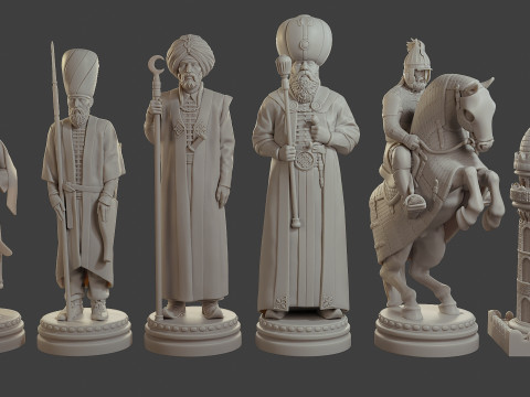 Medieval Ottoman Chess Set MOCHS 1 3D Принт Модель