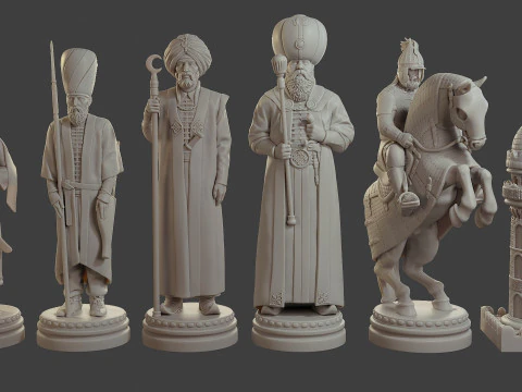 Set di scacchi ottomani medievali MOCHS 1 Modello di stampa 3D