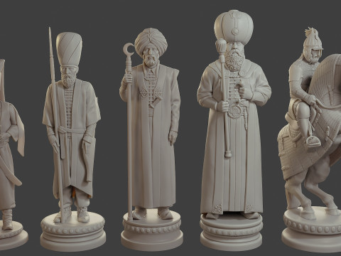 Medieval Ottoman Chess Set MOCHS 1 3D Принт Модель