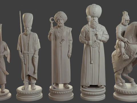 Medieval Ottoman Chess Set MOCHS 1 3D Print Model