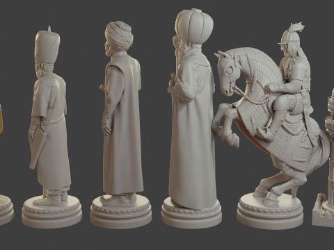 Medieval Ottoman Chess Set MOCHS 1 3D Принт Модель