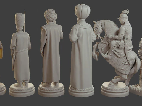Medieval Ottoman Chess Set MOCHS 1 3D Print Model