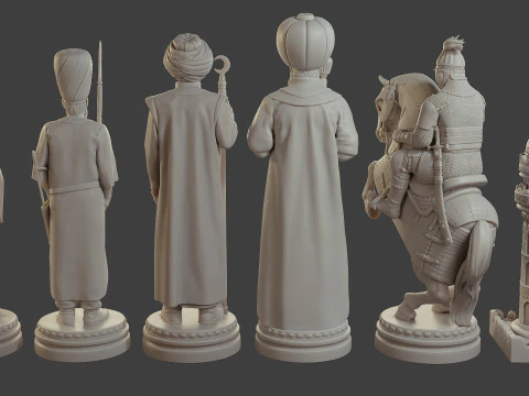 Medieval Ottoman Chess Set MOCHS 1 3D Print Model
