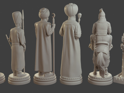 Medieval Ottoman Chess Set MOCHS 1 3D Принт Модель