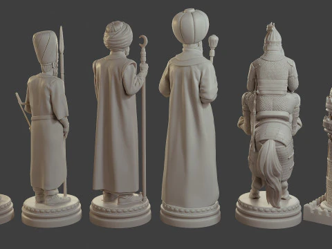 Medieval Ottoman Chess Set MOCHS 1 3D Print Model