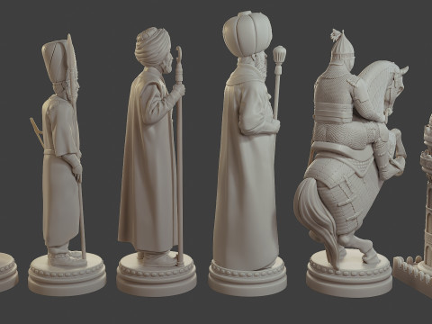 Medieval Ottoman Chess Set MOCHS 1 3D Принт Модель