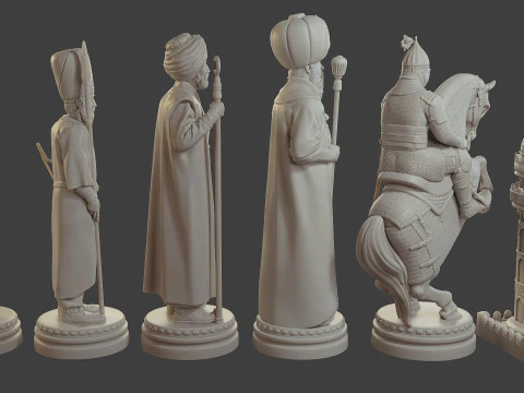 Medieval Ottoman Chess Set MOCHS 1 3D Print Model