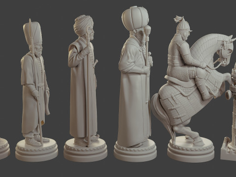 Medieval Ottoman Chess Set MOCHS 1 3D Принт Модель
