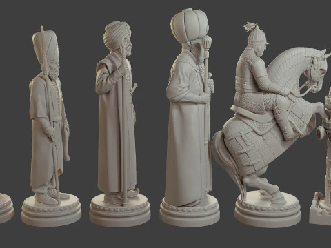Medieval Ottoman Chess Set MOCHS 1 3D Print Model